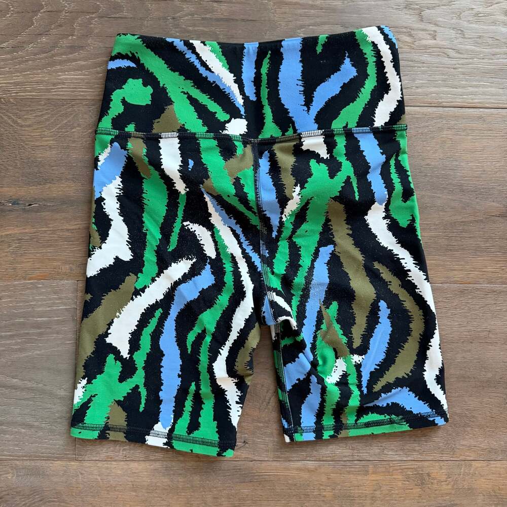 DVF Women's Disco Zebra Green Bike Shorts - Size XS